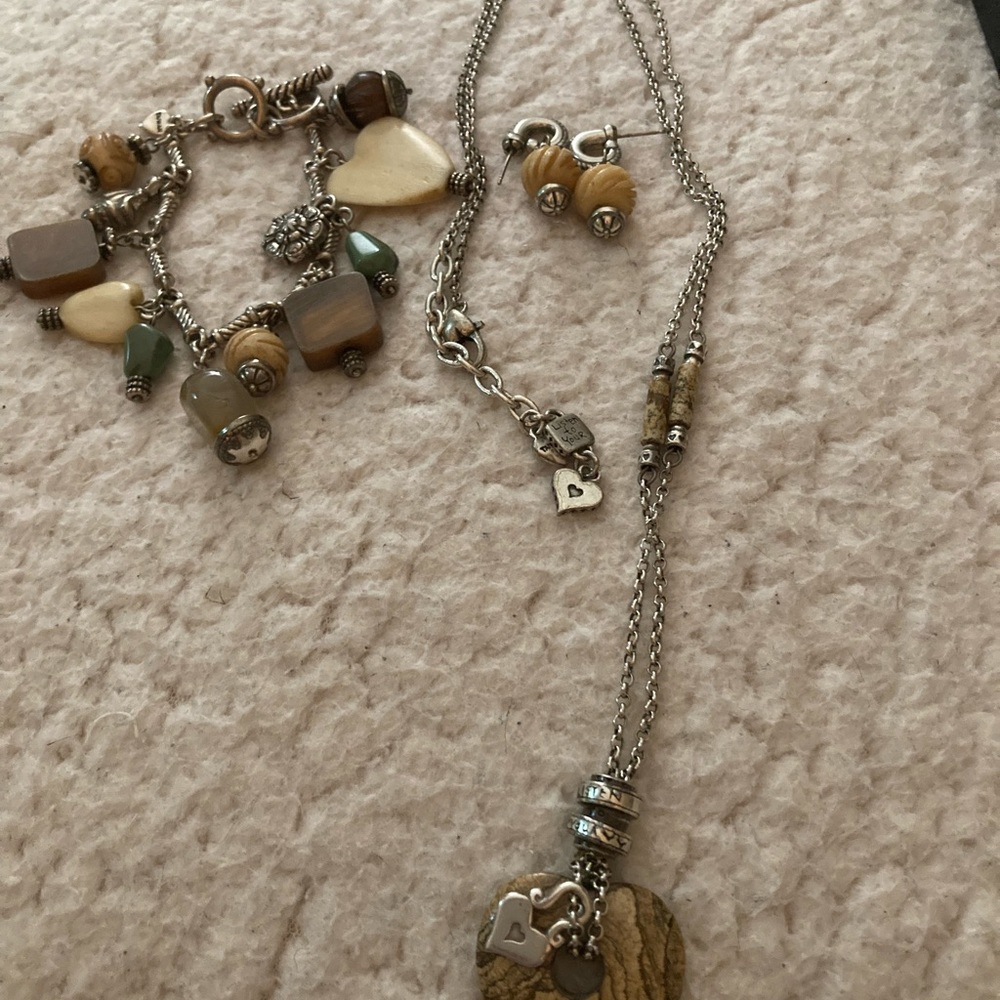 Brighton jewelry set, silver with many different beads & stones.